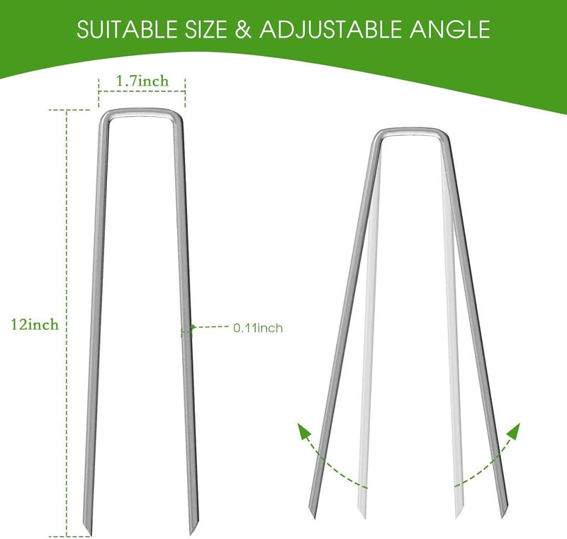UPMCT 12 Inch Galvanized Garden Landscape Staples Stakes  25 50 100 PCS Anti-Rust Garden Staples U-Shaped Landscape Pins for Secure Lawn Fabric (100  12 Inch) - Image 2